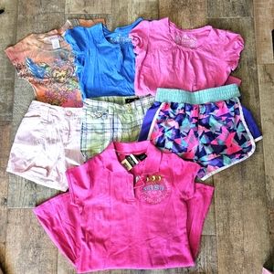 Girls size 10 bundle of shorts, shirts & dress sketcher & more